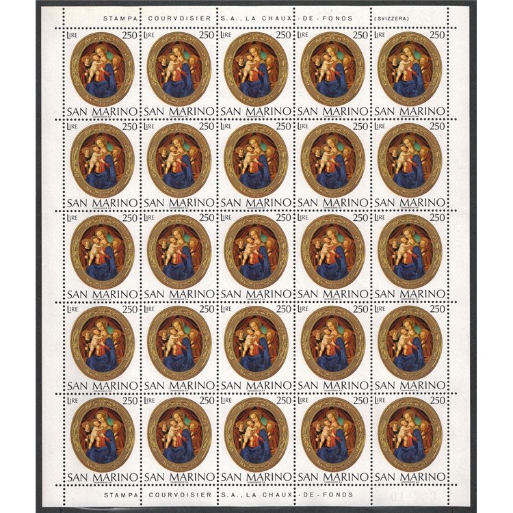 SAN MARINO 1974 Christmas 1 full sheet MNH**