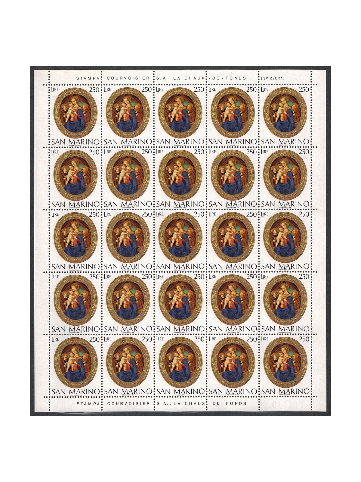 SAN MARINO 1974 Christmas 1 full sheet MNH**