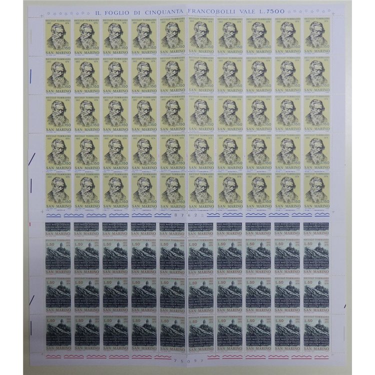 SAN MARINO 1974 Niccolò Tommaseo 2 full sheets MNH**