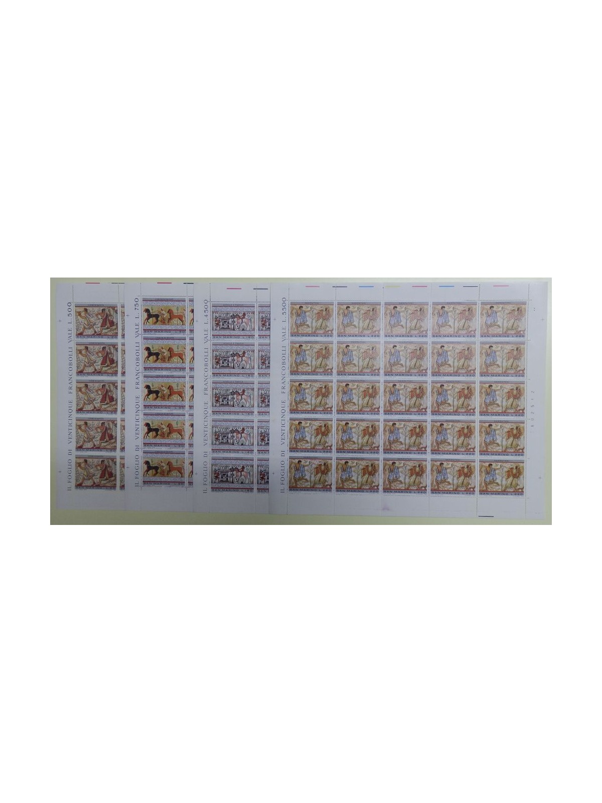 SAN MARINO 1975 Pittura etrusca 4 fogli interi MNH**