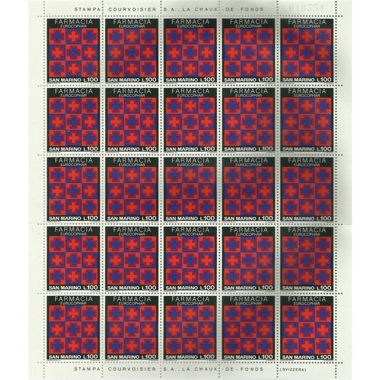 SAN MARINO 1975 Pharmacy Congress 1 full sheet MNH**