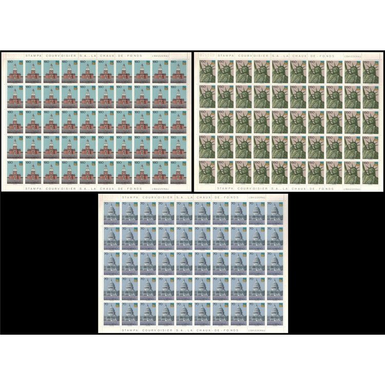 SAN MARINO 1976 Bicentenario degli Stati Uniti 3 fogli interi MNH**
