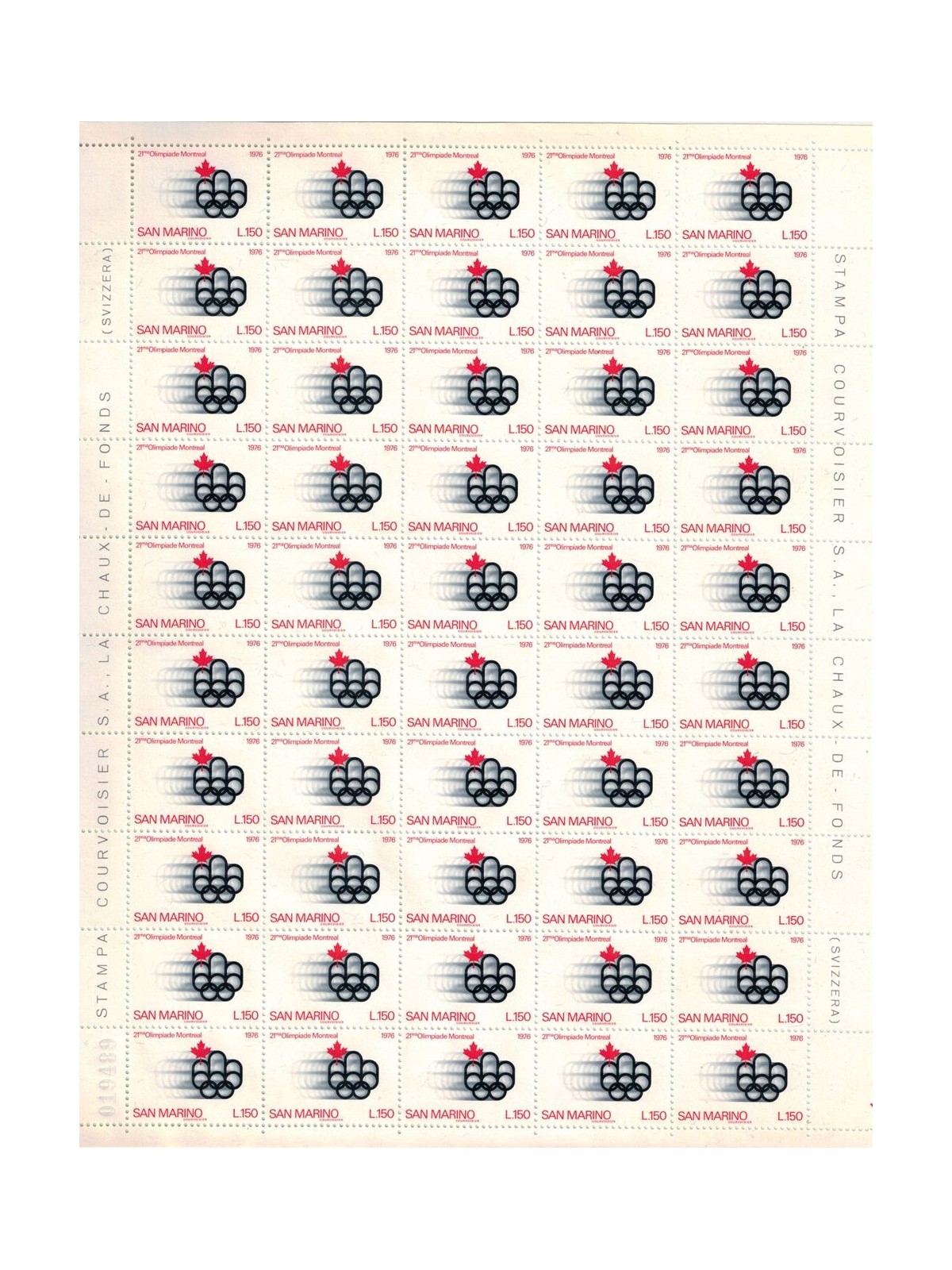 SAN MARINO 1976 Montreal Olympics 1 full sheet MNH**