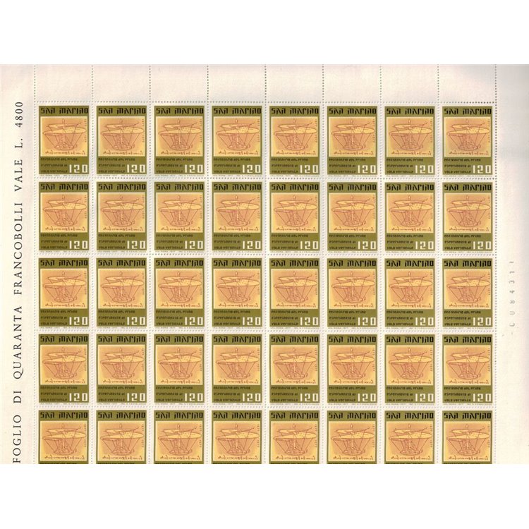 SAN MARINO 1977 Vertical flight experiment 1 full sheet MNH**