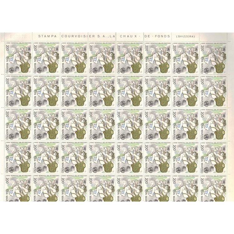 SAN MARINO 1977 World Year of Rheumatism 1 full sheet MNH**