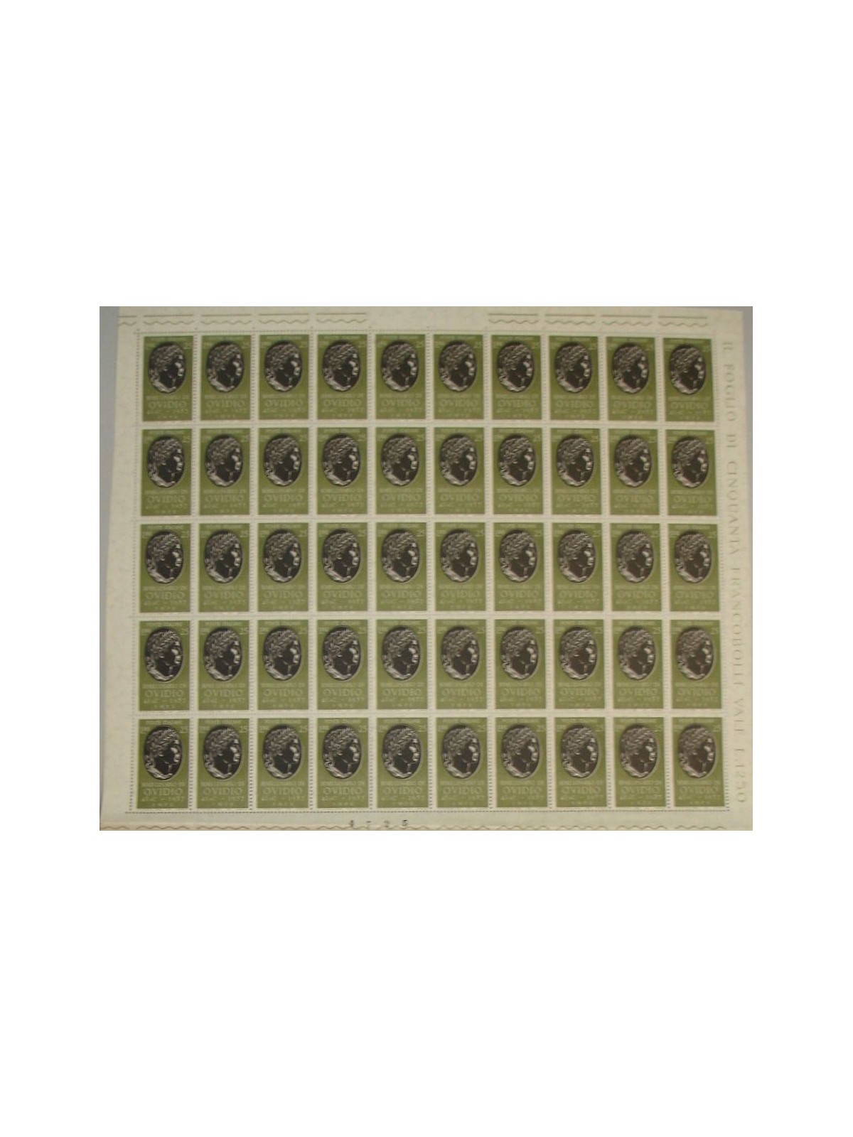 ITALY 1957 Publius Ovidius Naso 1 full sheet MNH**