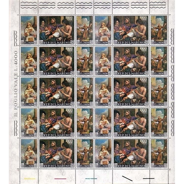 SAN MARINO 1967 Paintings by Guercino 1 full sheet MNH**