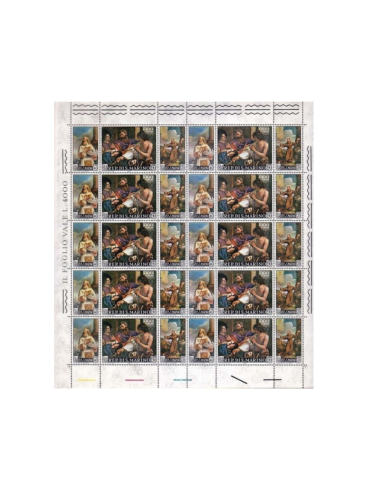 SAN MARINO 1967 Dipinti del Guercino 1 foglio intero MNH**