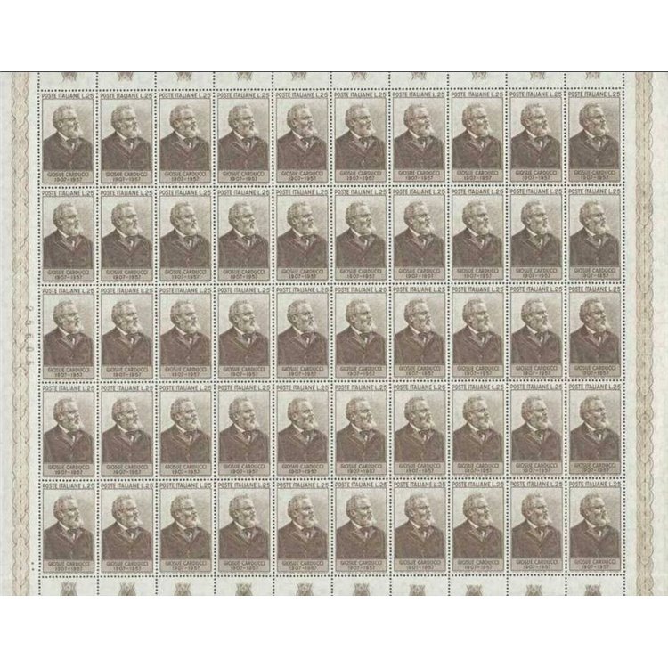 ITALIA 1957 Giosue Carducci 1 foglio intero MNH**