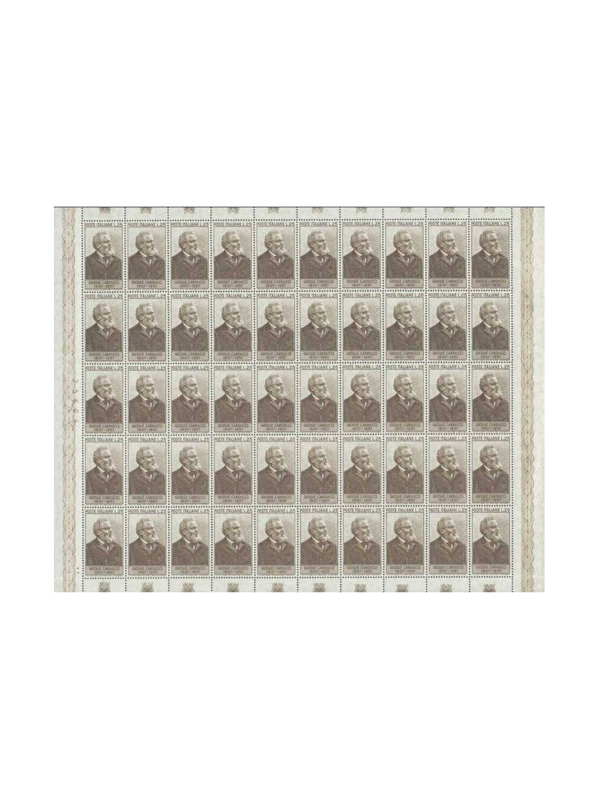 ITALIA 1957 Giosue Carducci 1 foglio intero MNH**