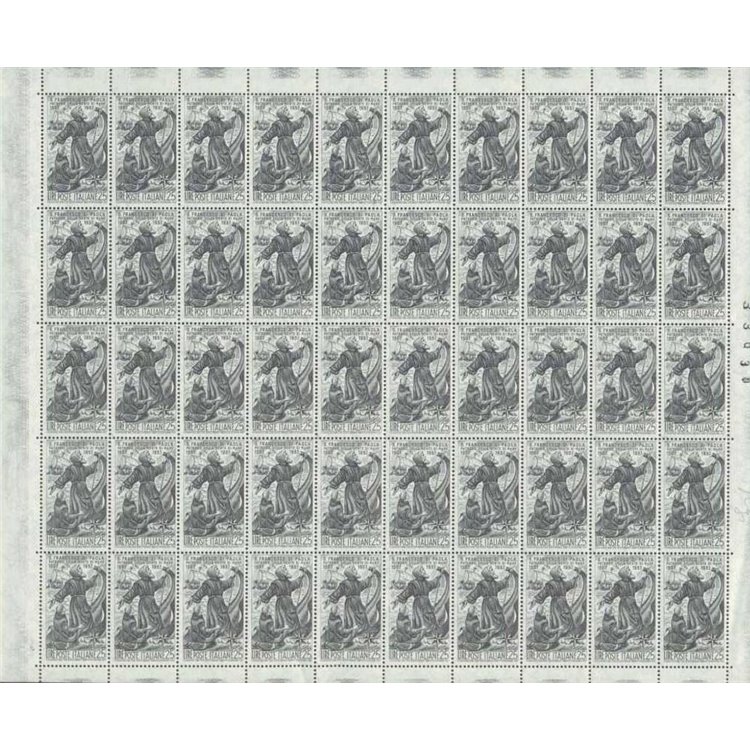 ITALY 1957 San Francesco di Paola 1 full sheet MNH**