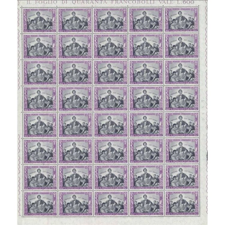 ITALY 1957 San Domenico Savio 1 full sheet MNH**