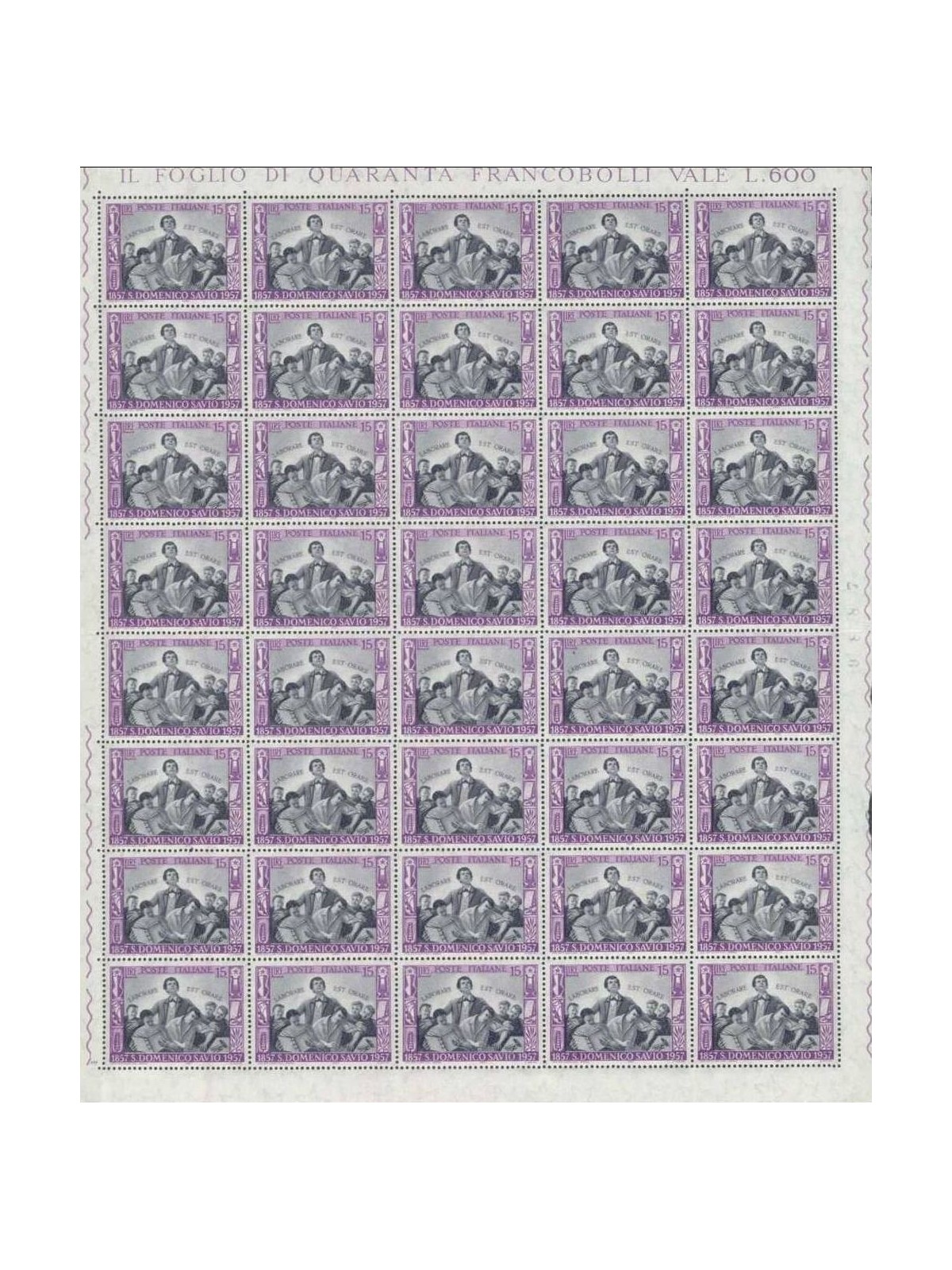 ITALIA 1957 San Domenico Savio 1 foglio intero MNH**