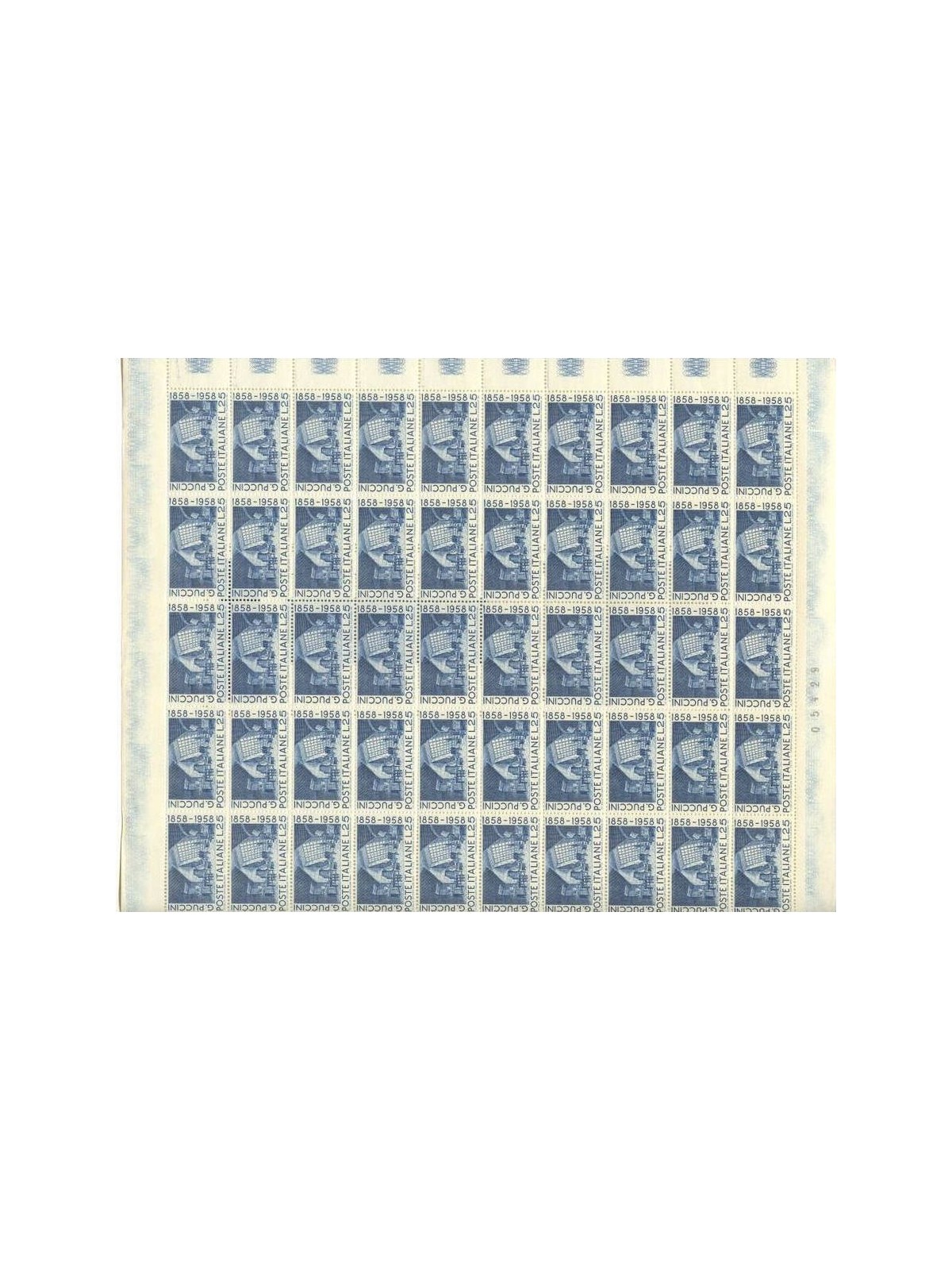 ITALIA 1958 Giacomo Puccini 1 foglio intero MNH**