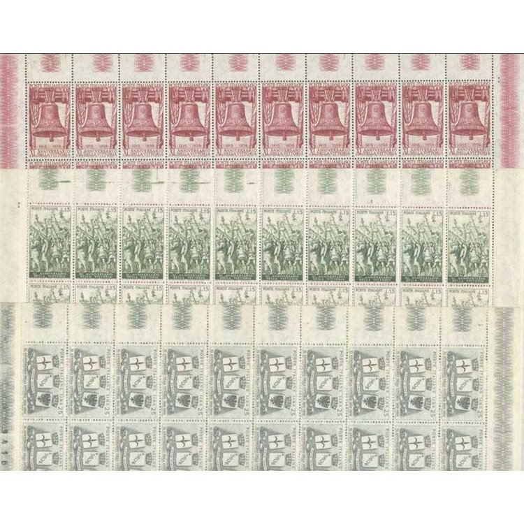ITALIA 1958 Anniversario della vittoria 3 fogli interi MNH**