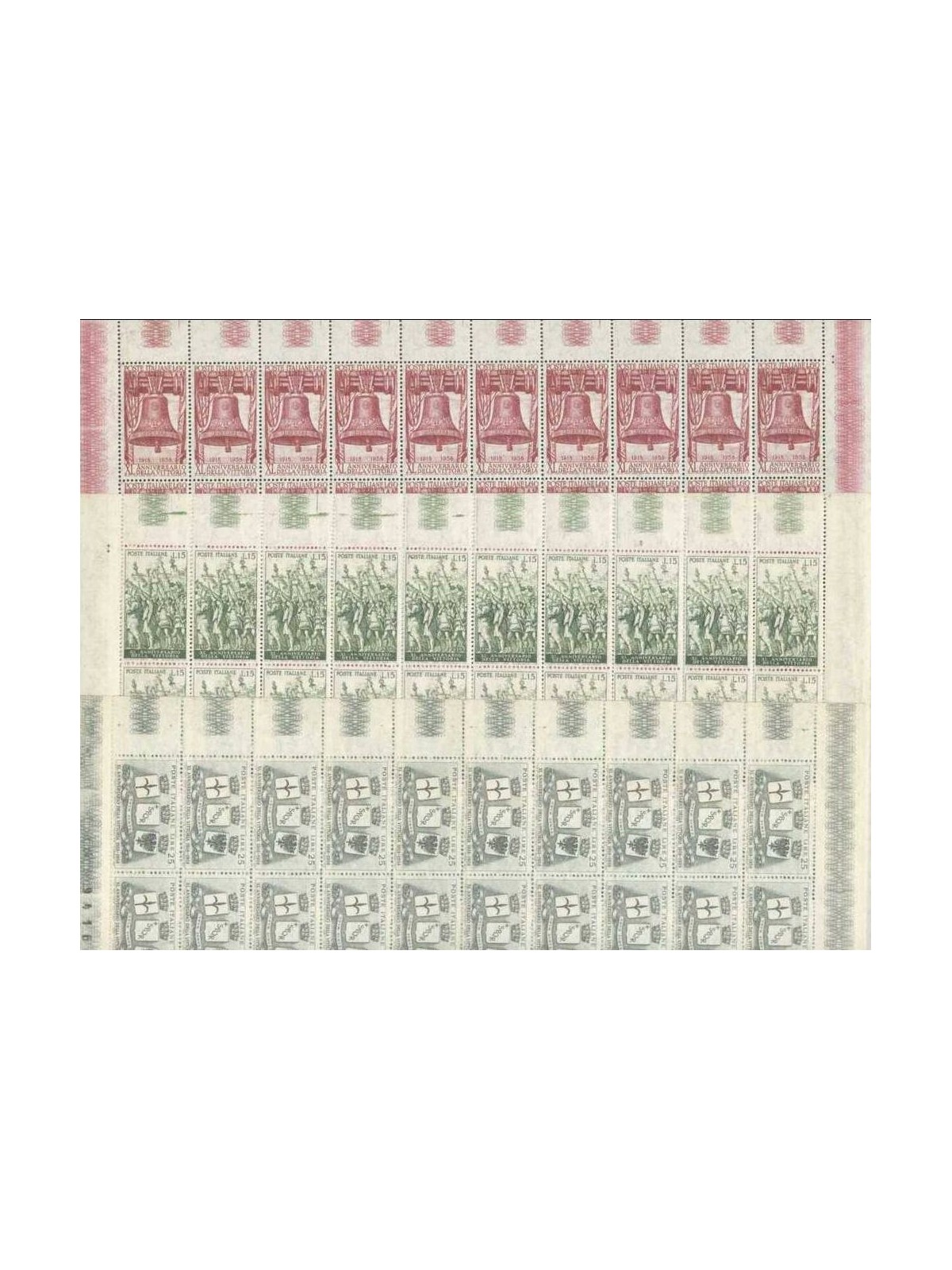ITALY 1958 Anniversary of Victory 3 full sheets MNH**