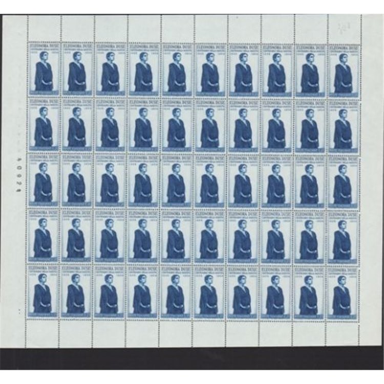 ITALY 1958 Eleonora Duse 1 full sheet MNH**
