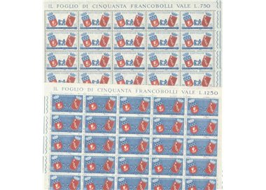 ITALIA 1959 Gemellaggio Roma-Parigi 2 fogli interi MNH**