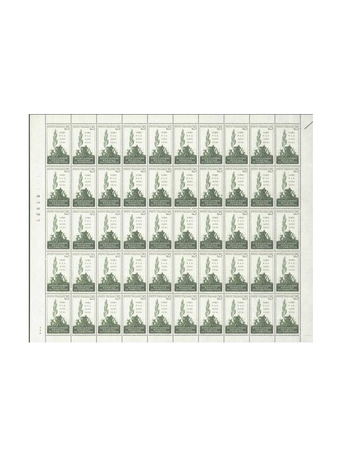 ITALY 1959 Ex-combatants 1 full sheet MNH**