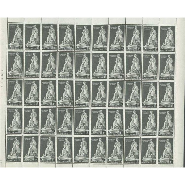 ITALY 1959 George Gordon Byron 1 full sheet MNH**
