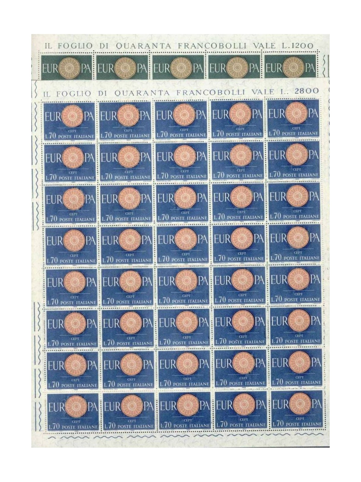 ITALY 1960 Europe 2 full sheets MNH**