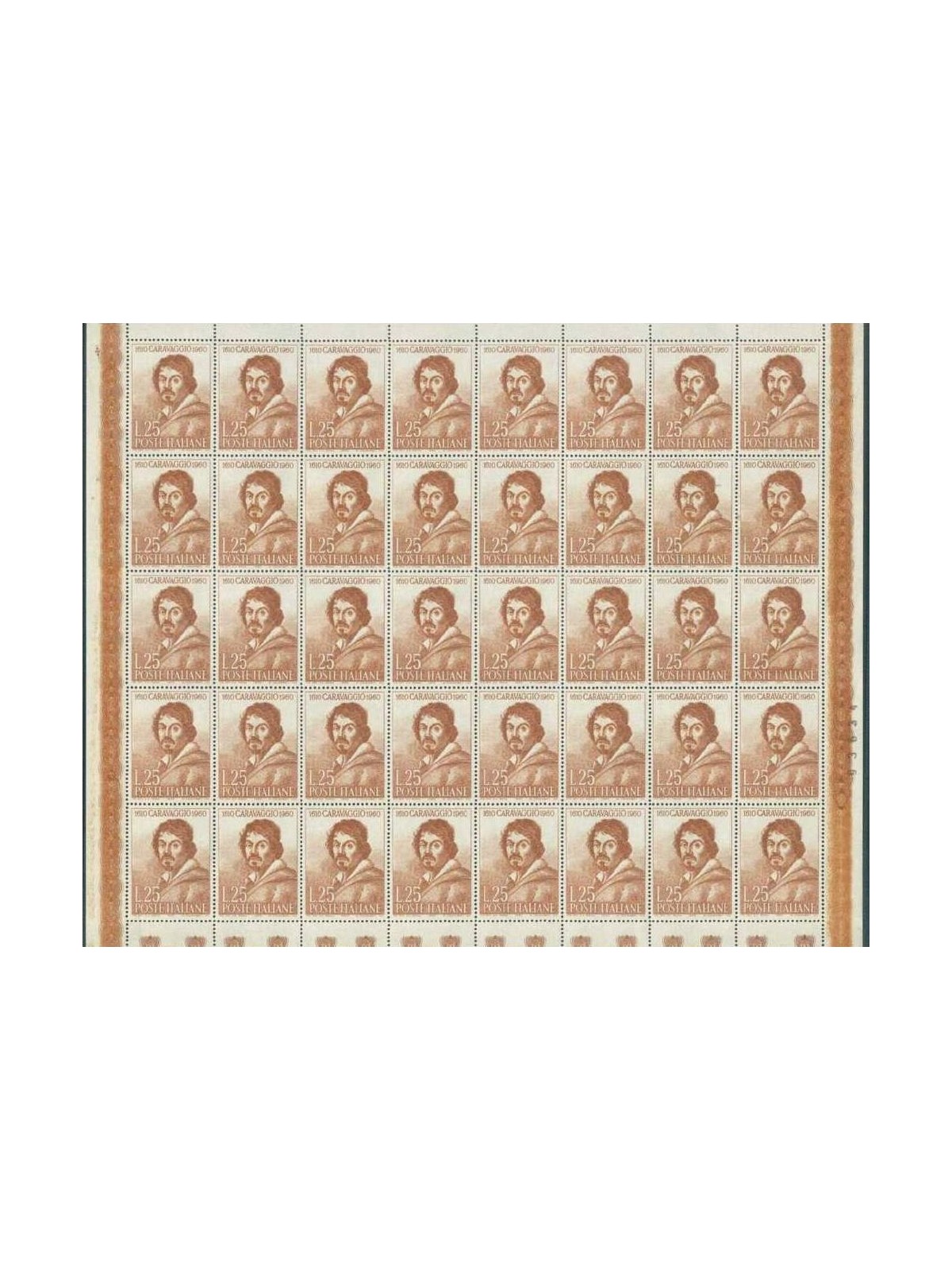 ITALIA 1960 Caravaggio 1 foglio intero MNH**