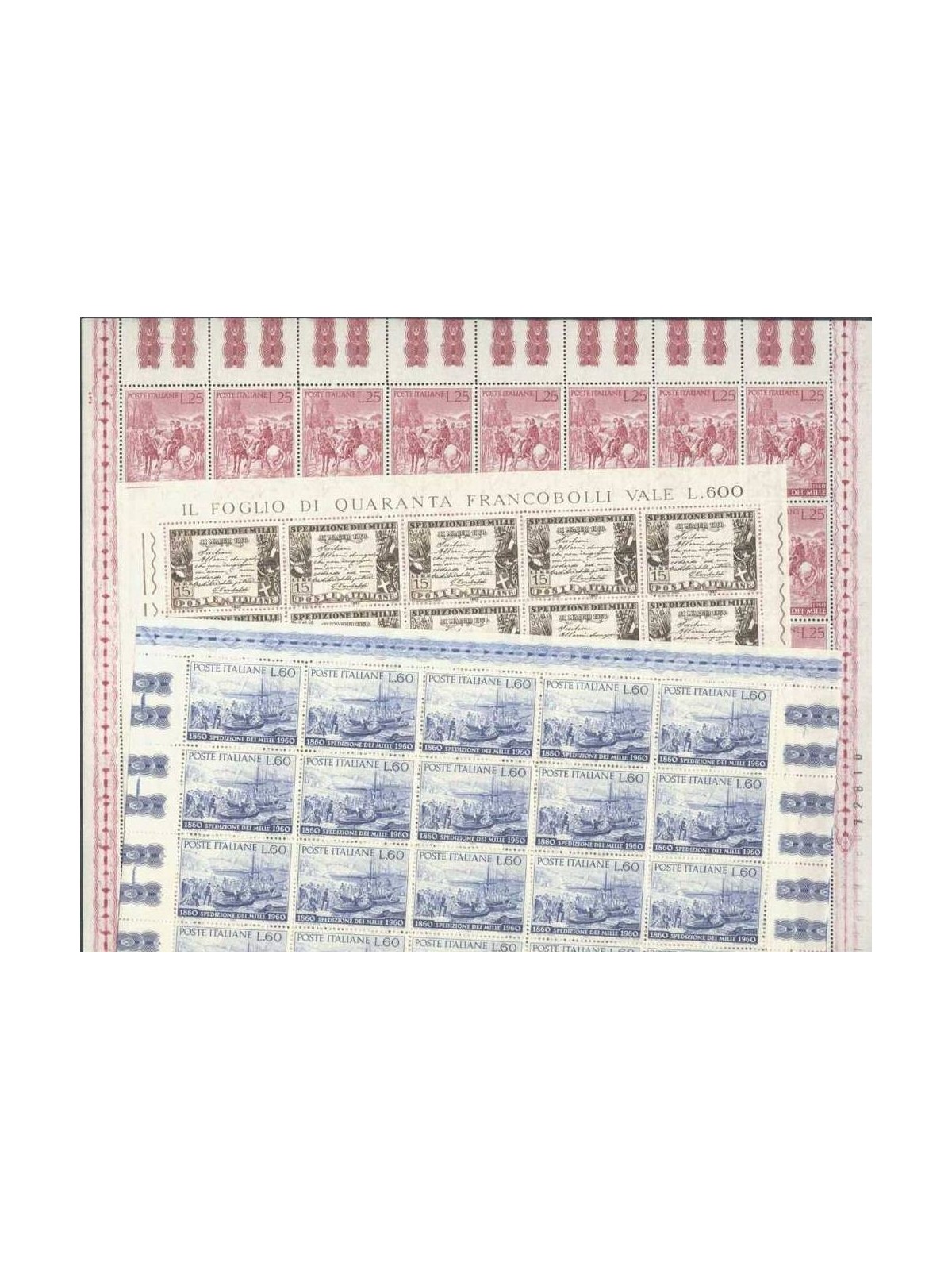 ITALY 1960 Expedition of the Thousand 3 full sheets MNH**