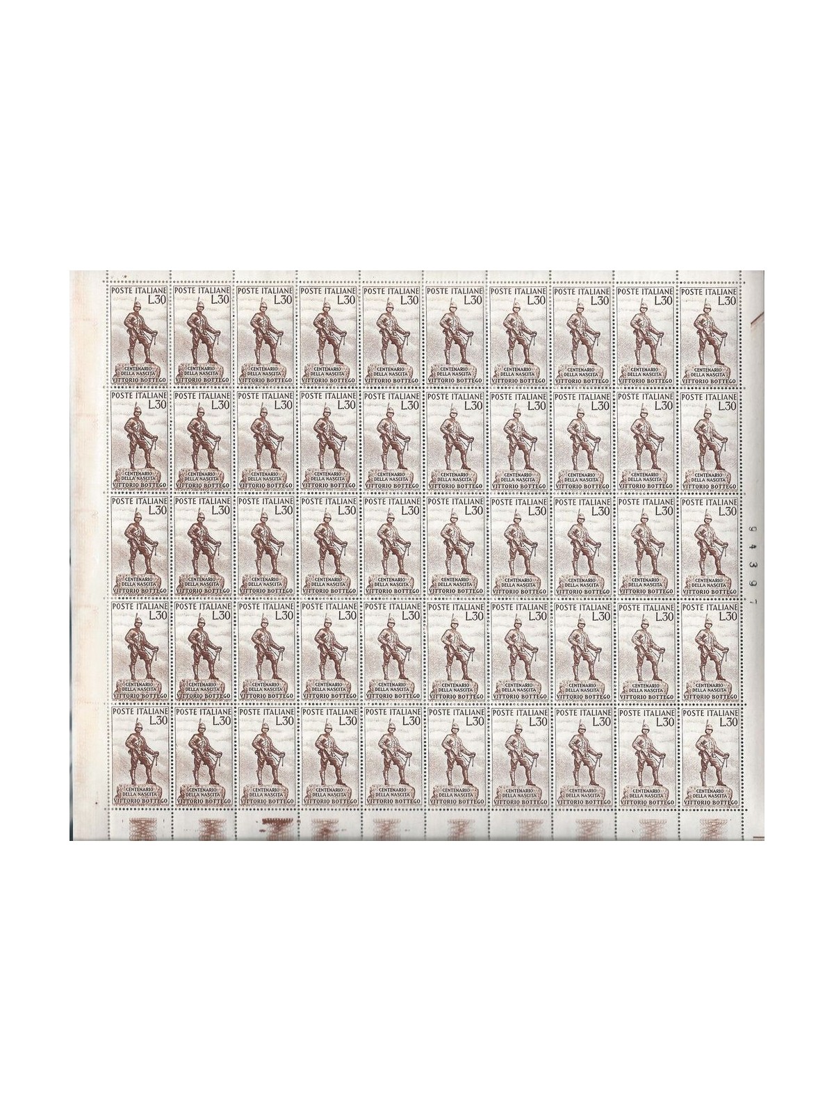 ITALIA 1960 Vittorio Bottego 1 foglio intero MNH**