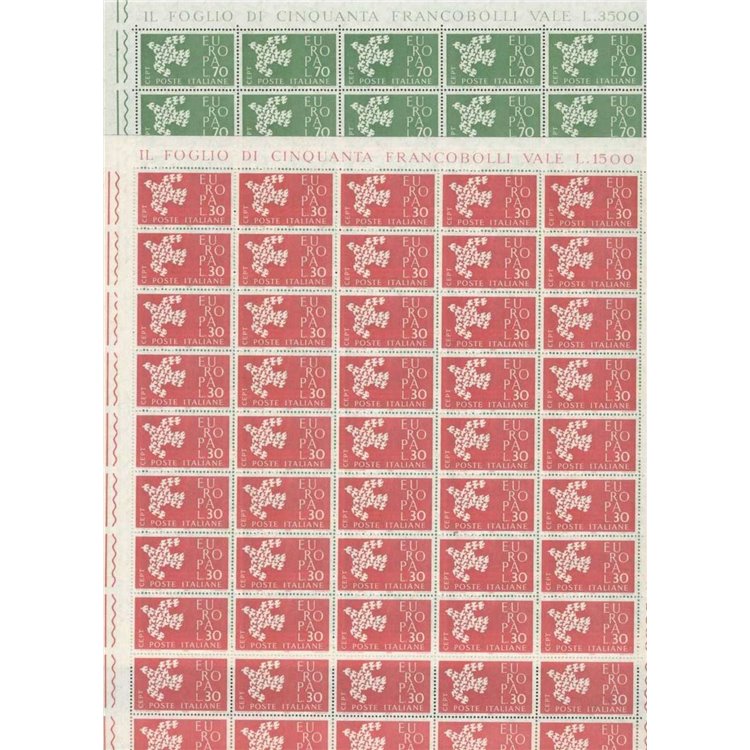 ITALY 1961 Europe with variety 2 full sheets MNH**