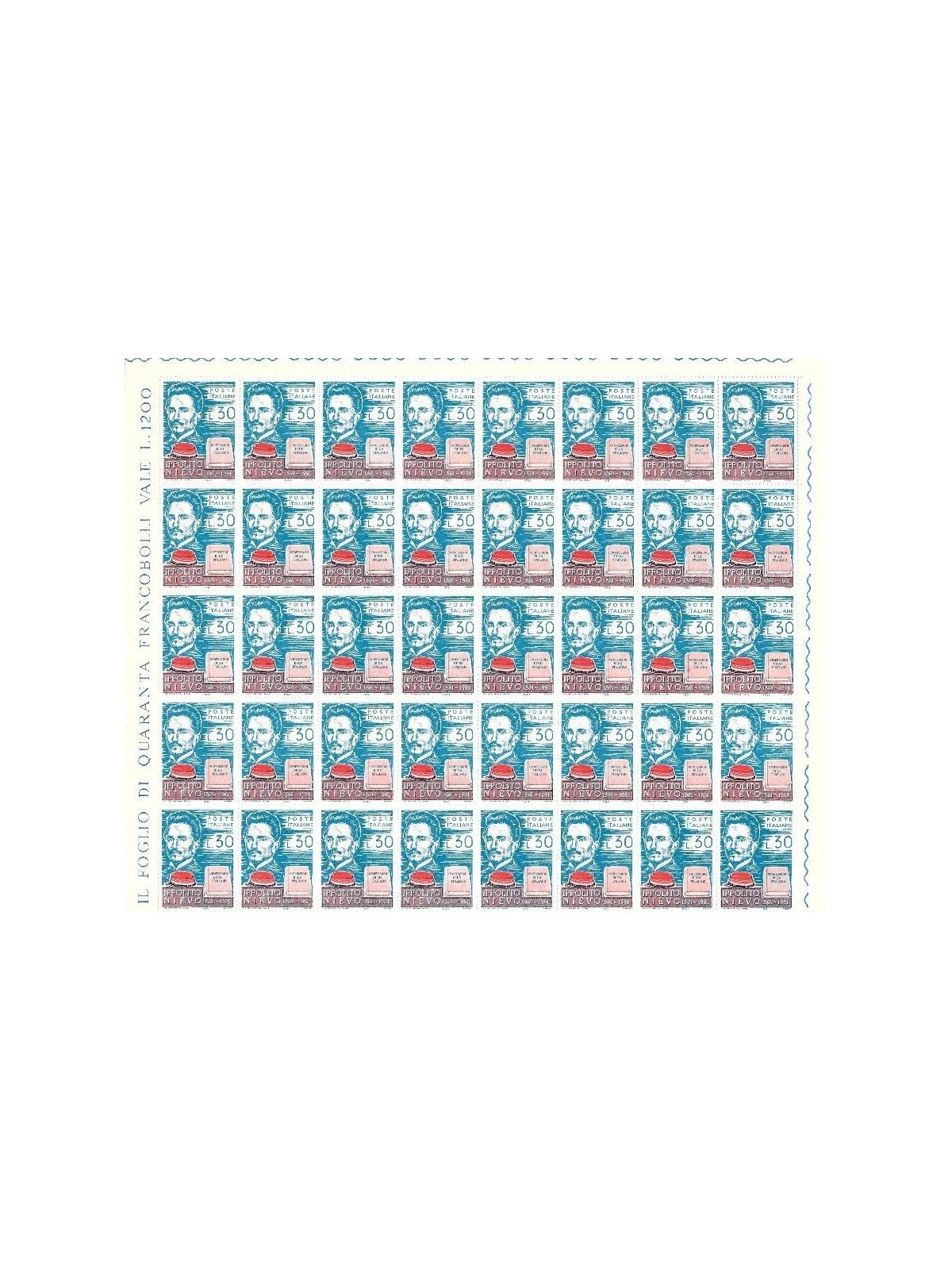 ITALY 1961 Ippolito Nievo 1 full sheet MNH**