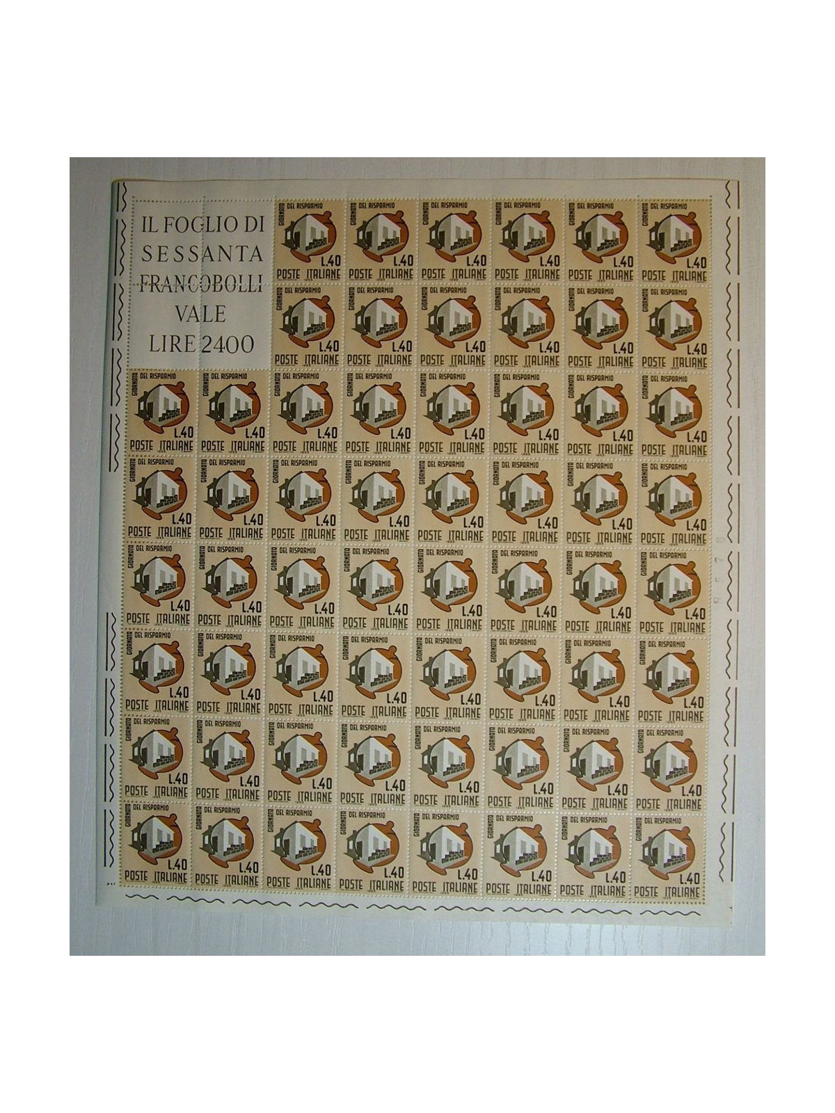 ITALIA 1965 Giornata del risparmio 1 foglio intero MNH**