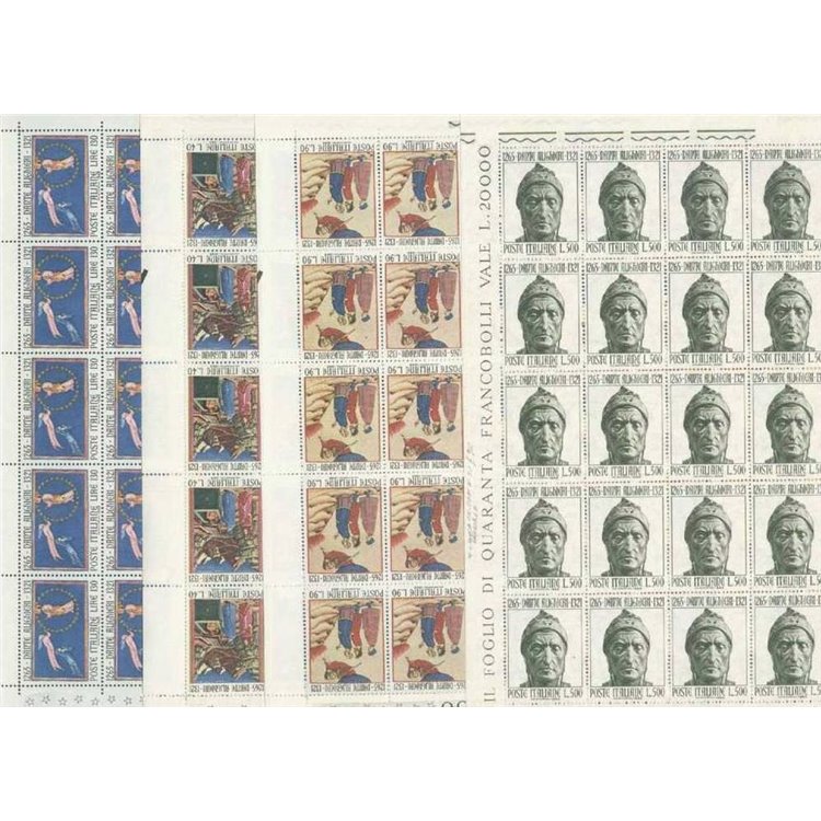 ITALY 1965 Dante Alighieri 4 full sheets MNH**
