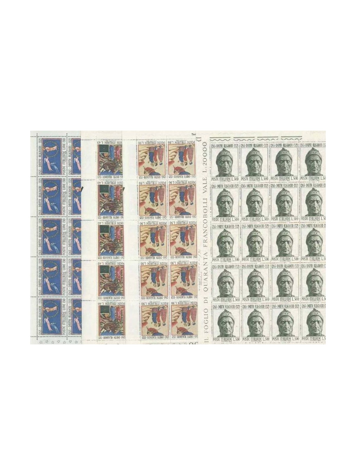 ITALY 1965 Dante Alighieri 4 full sheets MNH**