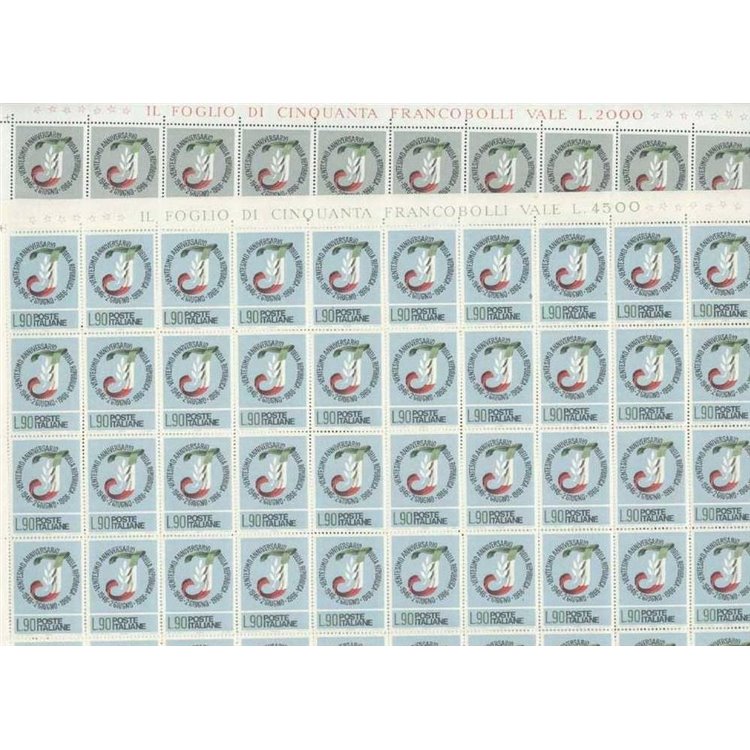 ITALIA 1966 Ventennale della repubblica 2 fogli interi MNH**