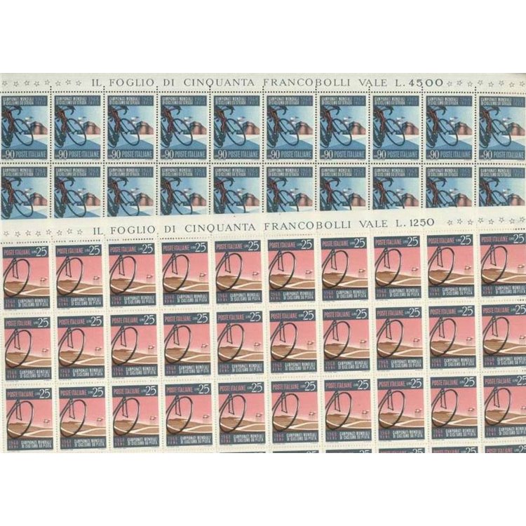 ITALY 1968 World Cycling Championships 2 full sheets MNH**
