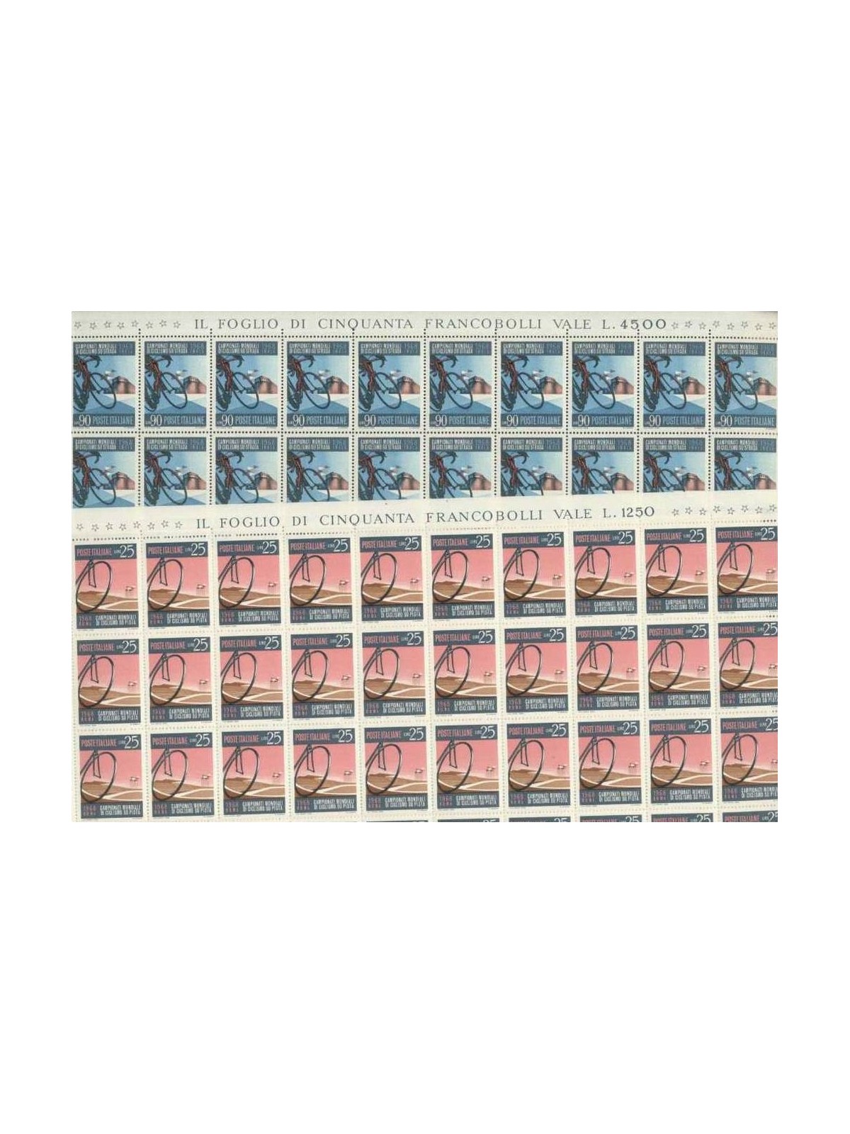 ITALY 1968 World Cycling Championships 2 full sheets MNH**