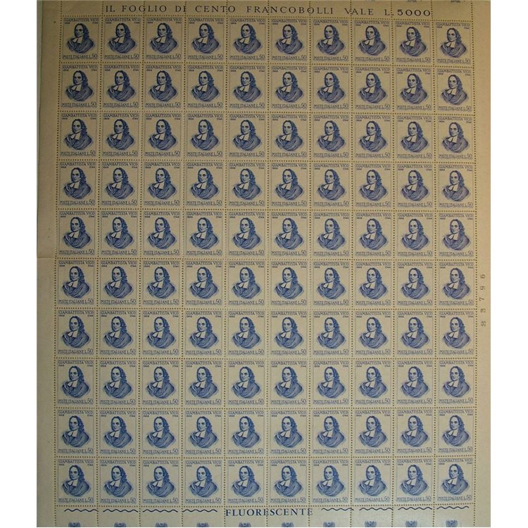 ITALIA 1968 Giambattista Vico 1 foglio intero MNH**