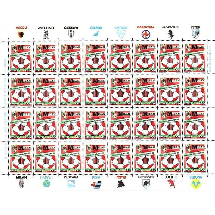 ITALY 1988 Milan Italian Champion 1 full sheet MNH**