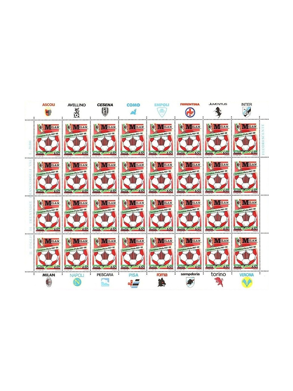 ITALIA 1988 Milan Campione d'Italia 1 foglio intero MNH**