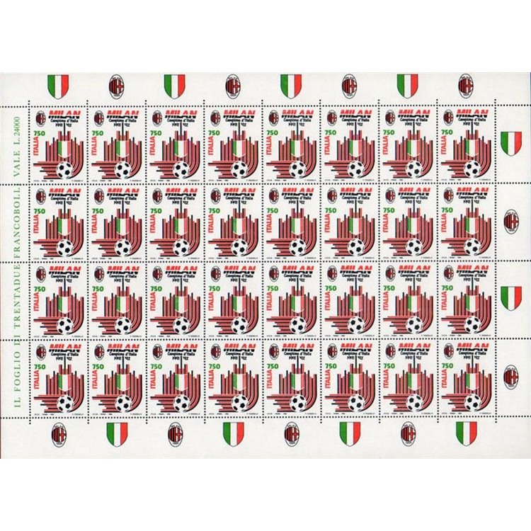 ITALY 1992 Milan Italian Champion 1 full sheet MNH**