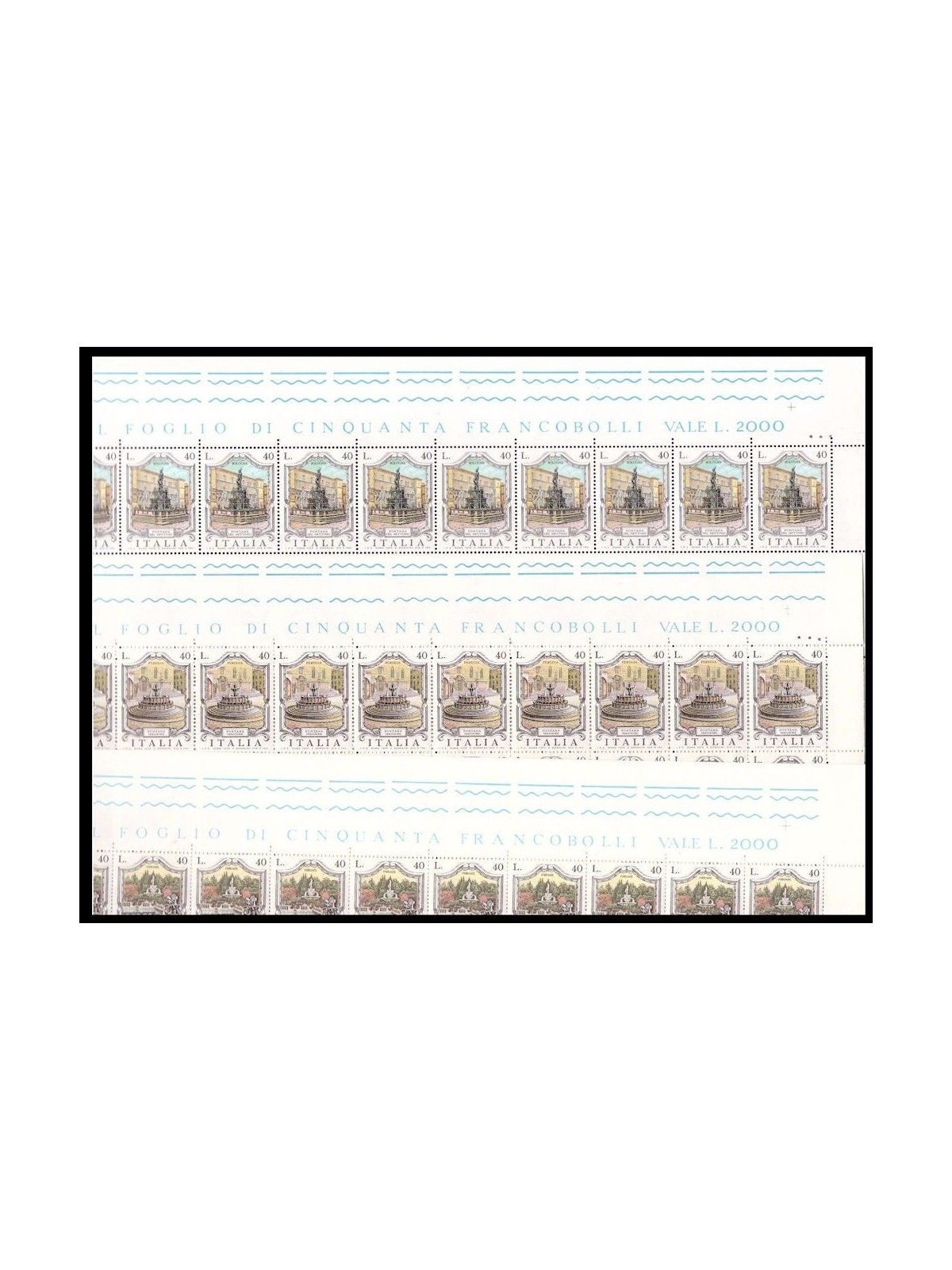 ITALY 1974 Fountains 3 full sheets MNH**