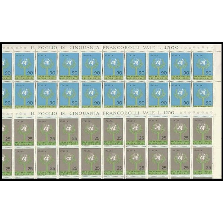 ITALIA 1970 Anniversario dell'ONU 2 fogli interi MNH**