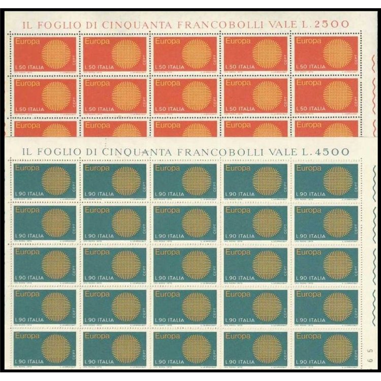 ITALY 1970 Europe 2 full sheets MNH**