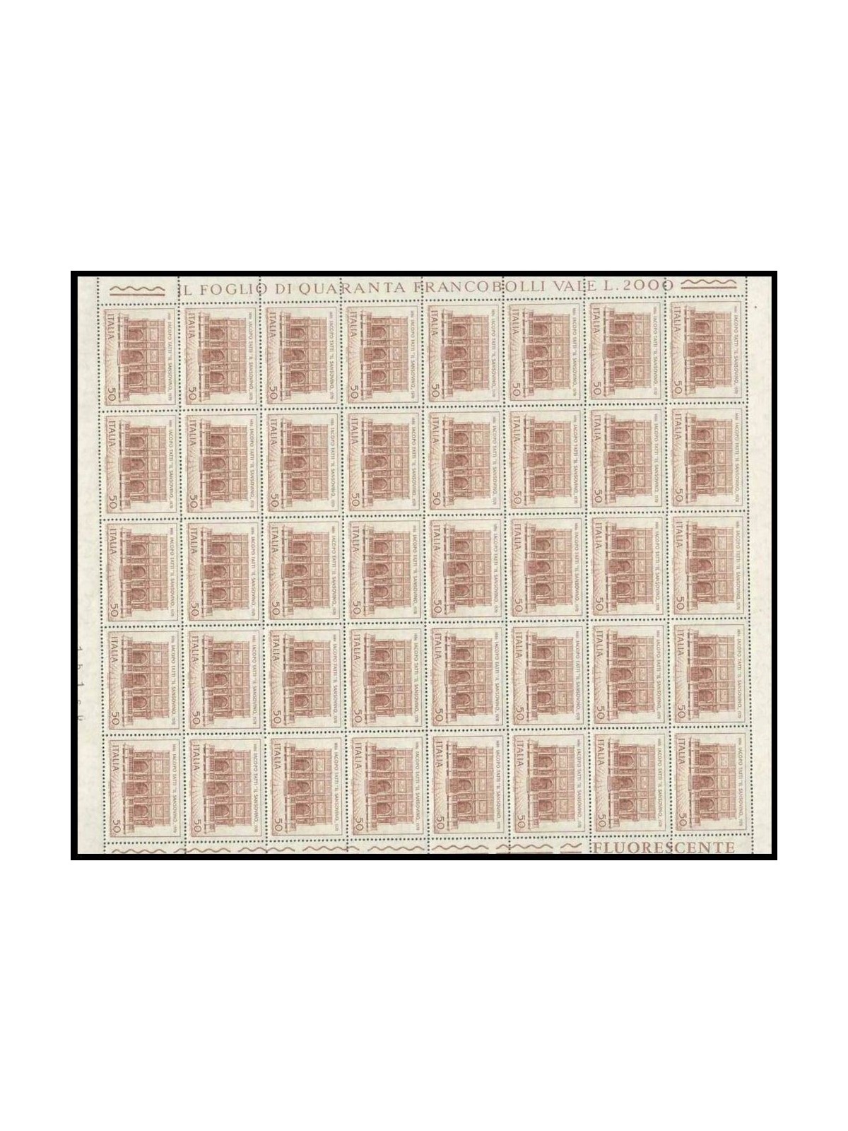 ITALIA 1970 Jacopo Tatti detto il Sansovino 1 foglio intero MNH**