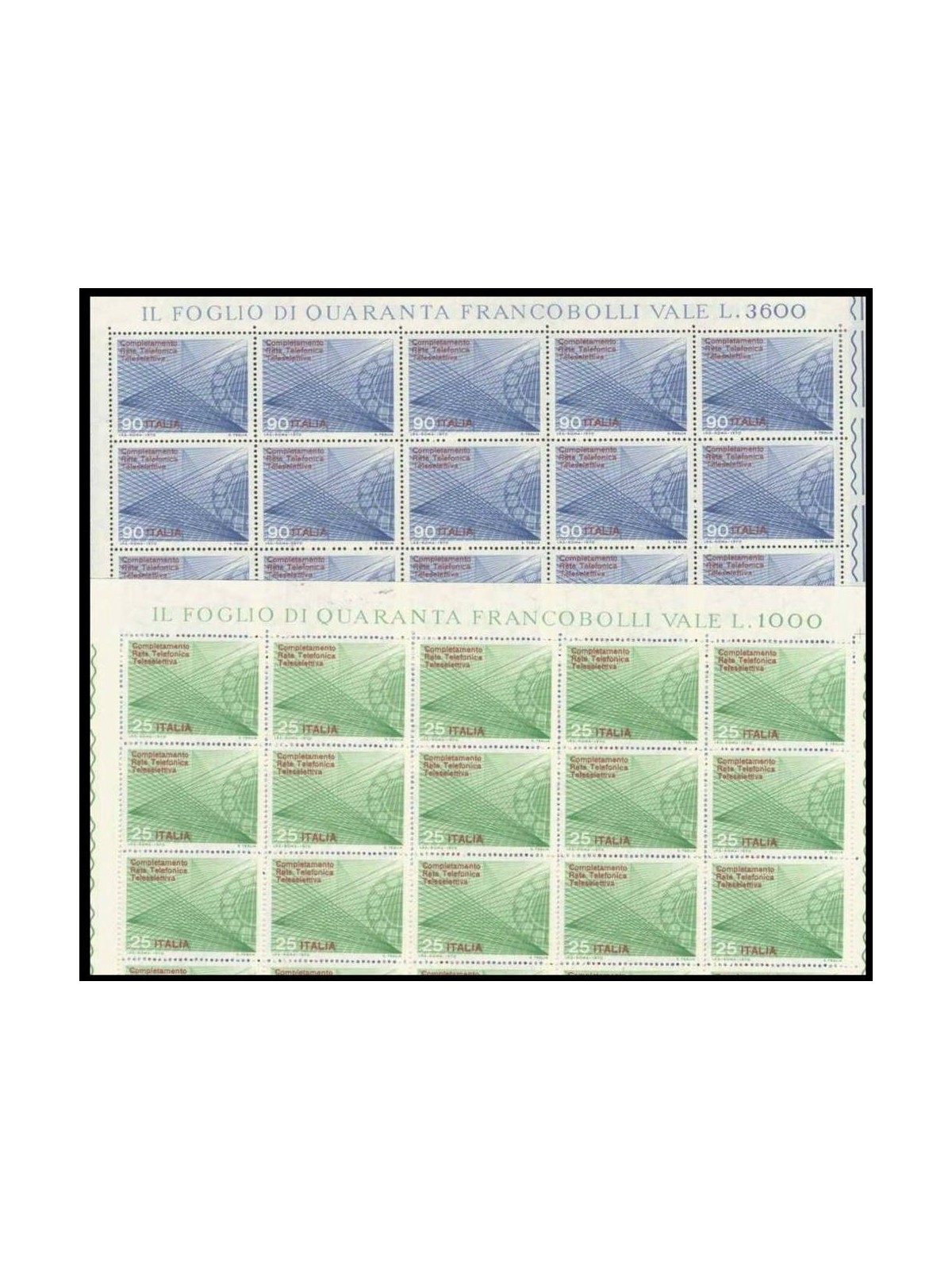 ITALY 1970 Teleselection telephone network 2 full sheets MNH**