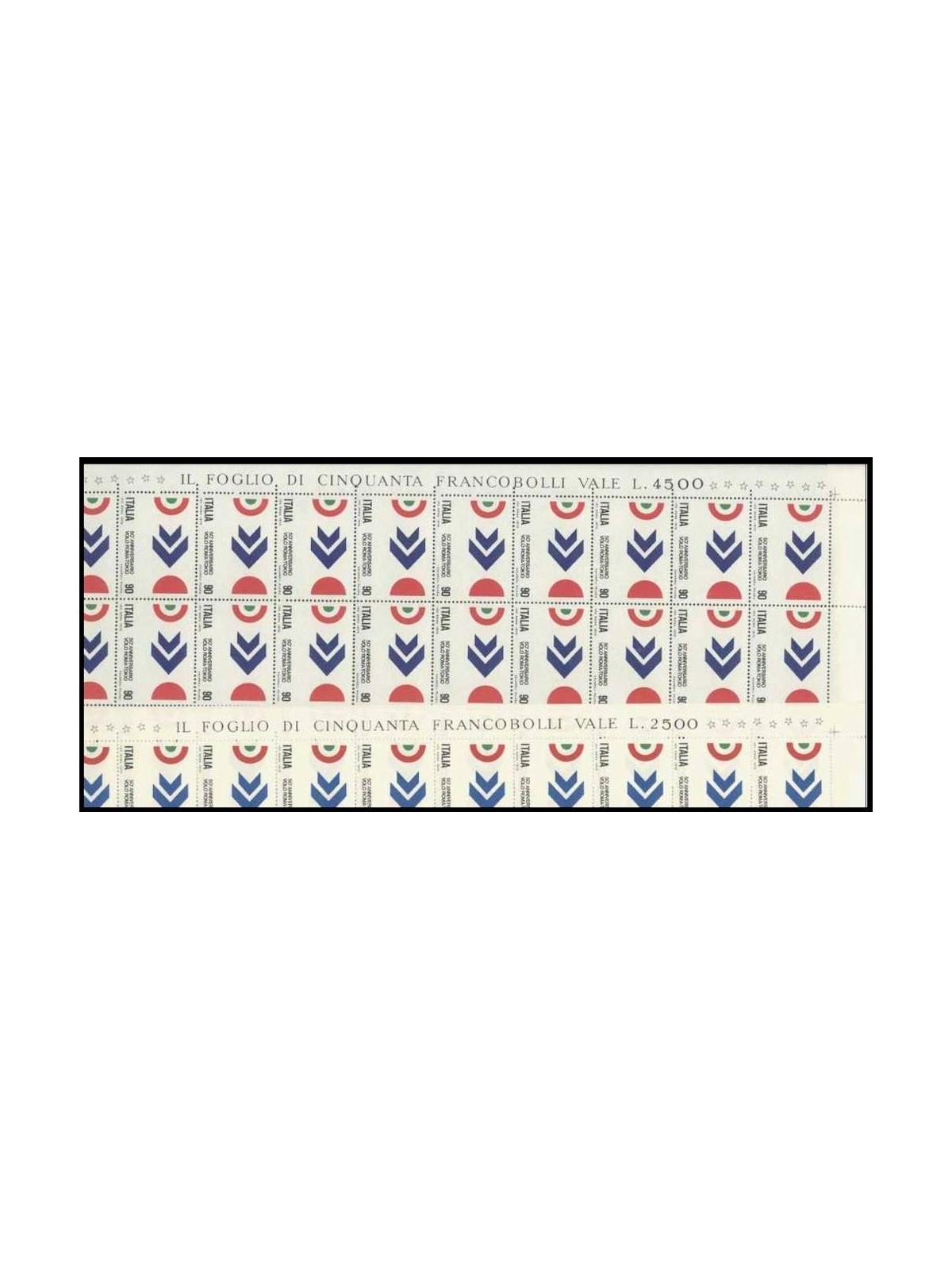 ITALIA 1970 Volo Roma-Tokio 2 fogli interi MNH**