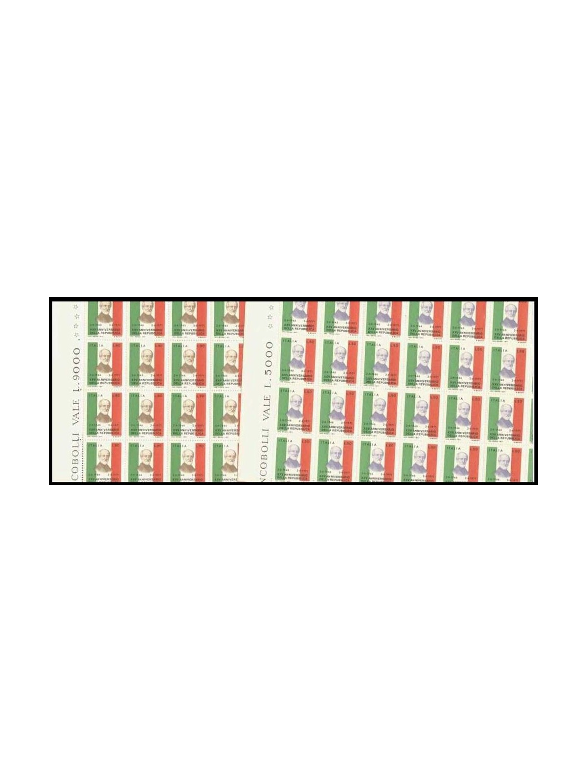 ITALIA 1971 Anniversario della Repubblica 2 fogli interi MNH**