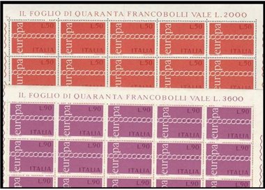 ITALIA 1971 Europa 2 fogli interi MNH**