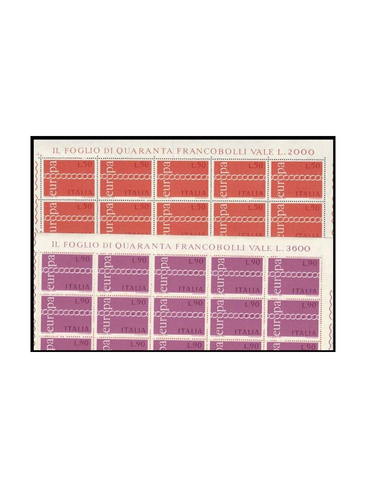 ITALY 1971 Europe 2 full sheets MNH**