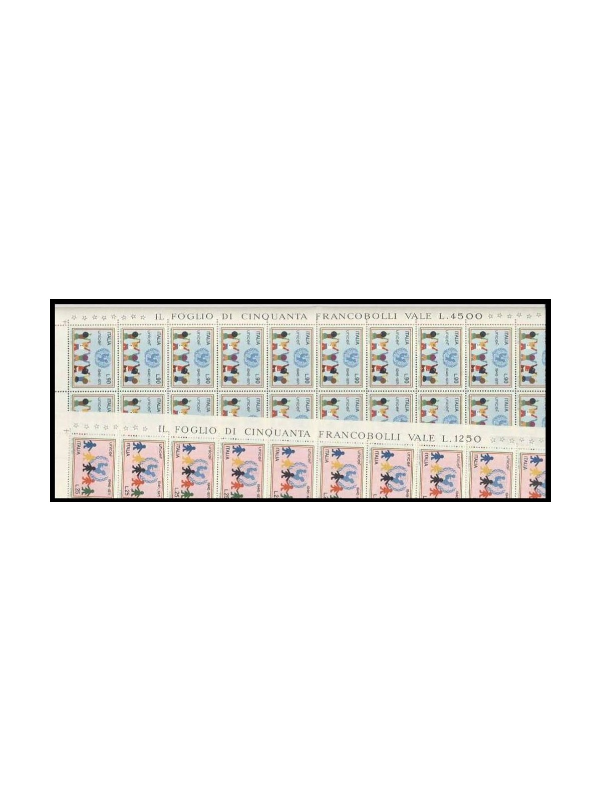 ITALIA 1971 Unicef 2 fogli interi MNH**
